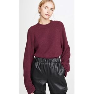 NANUSHKA • Burgundy Wool-Cashmere Blend Ribbed Knit Sweater, XS